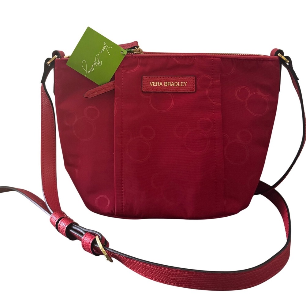 Disney Mickey Mouse x Vera Bradley Red Crossbody Bag Zip Gold Tone Hardware NWT